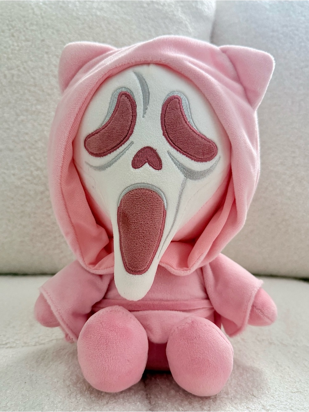 Pink Hooded Ghost Face Plush